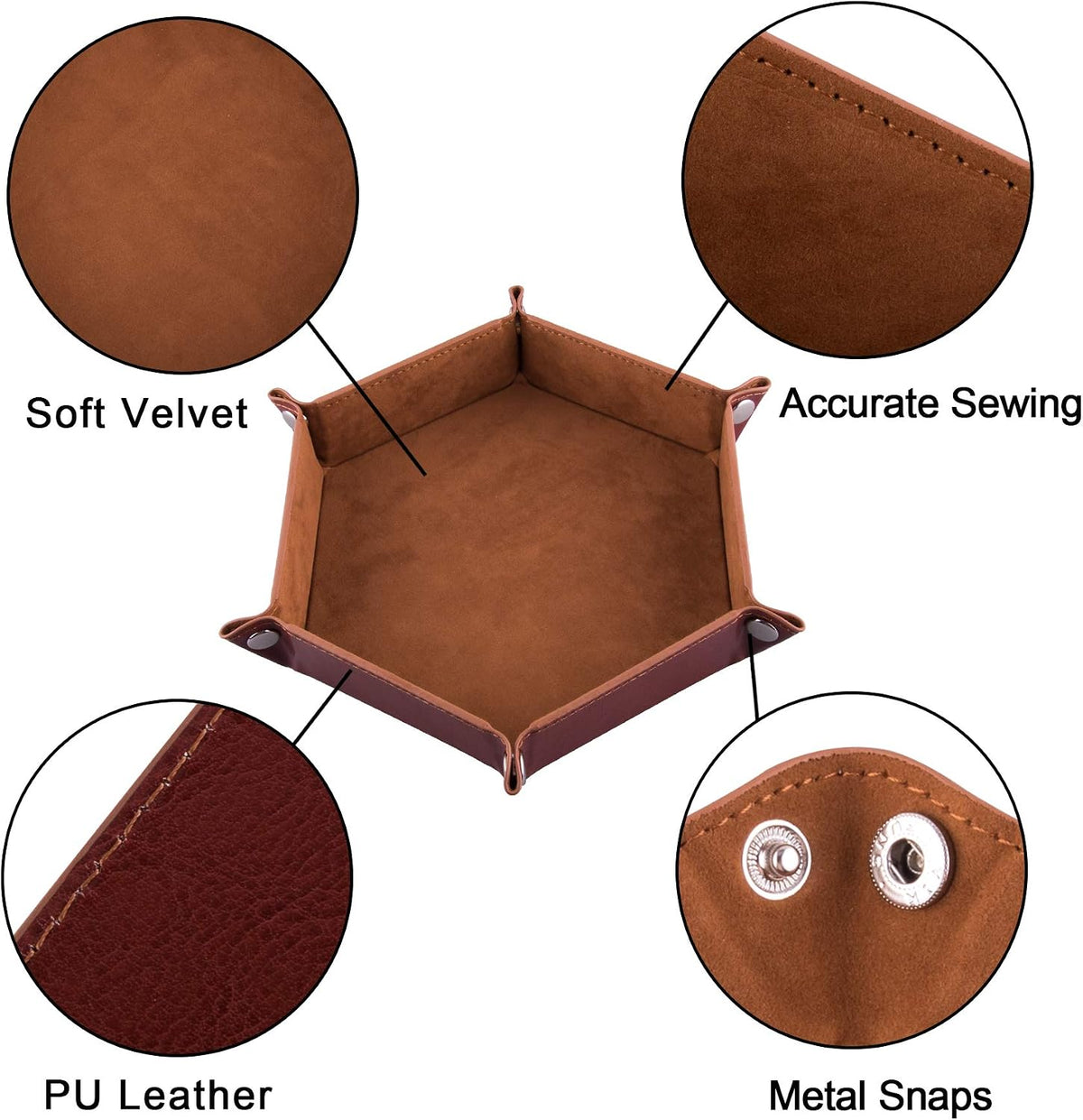 SIQUK 4 Pieces Dice Tray Set Foldable Dice Trays Hexagon Dice Rolling - Gray, Camel, Red and Black - image 3