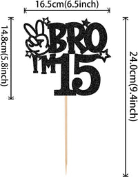 1 PCS Brother I'm 7 Cake Topper Glitter Star Happy 7th Birthday Cake - Black 15th - image 2
