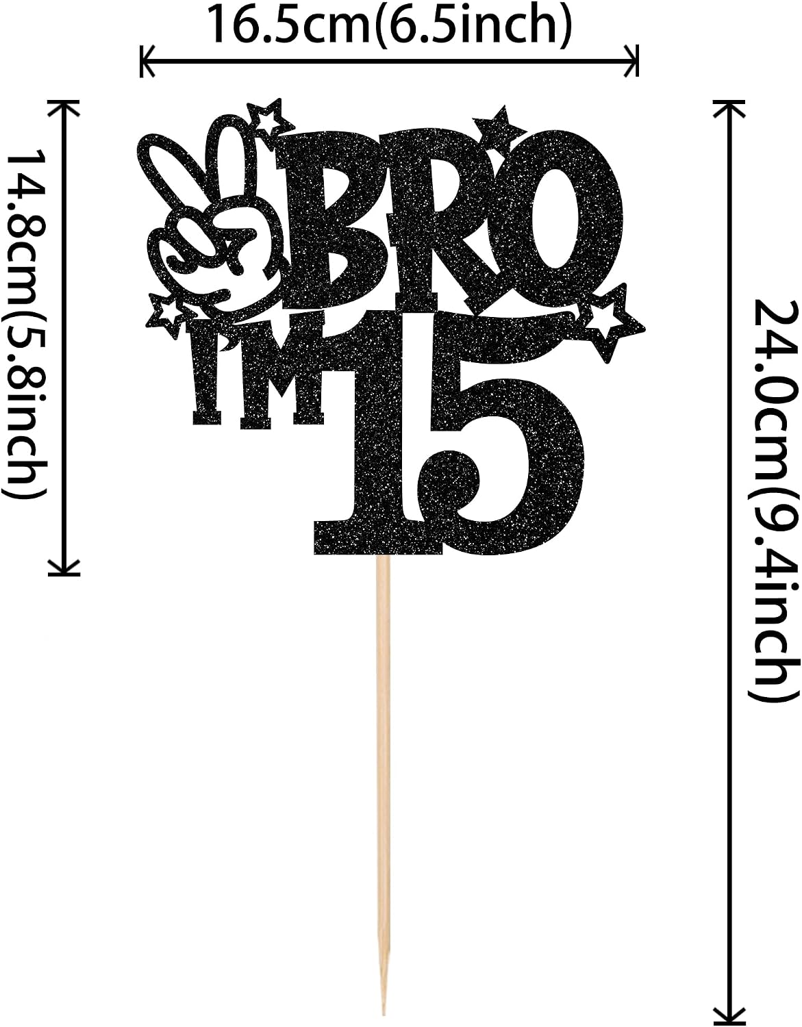 1 PCS Brother I'm 7 Cake Topper Glitter Star Happy 7th Birthday Cake - Black 15th - image 2