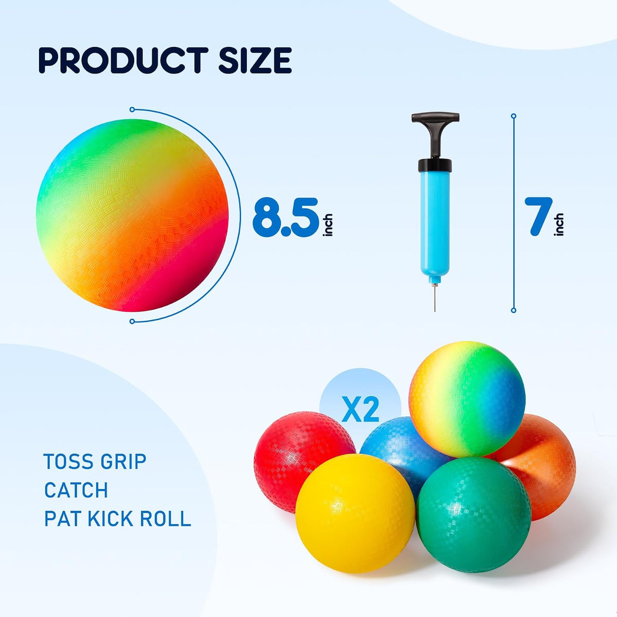 EVERICH TOY Playground Balls Kickball - Multicolor - Rainbow / 12 Pack - image 2