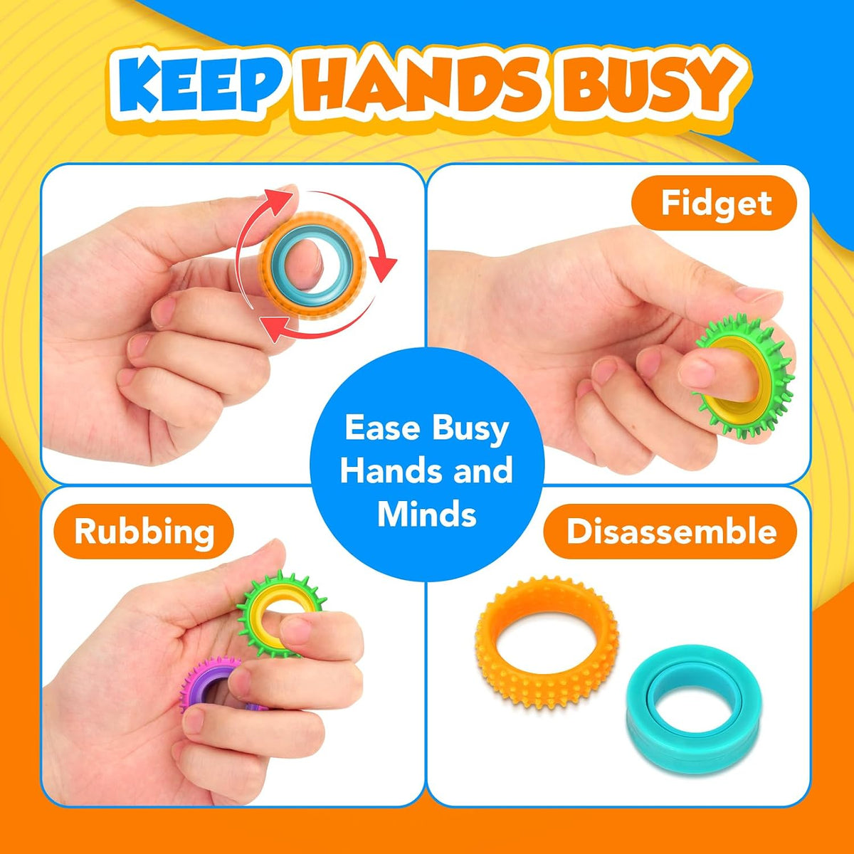 Fidget Toys Sensory Rings for Kids: 12 Pack Finger Spinner Rings - 24pcs - image 3