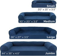 Furhaven Orthopedic Dog Bed for Medium/Small Dogs w/ Removable Bolsters & Washable Cover, For Dogs Up to 35 lbs - Quilted Sofa - Navy (Blue), Medium
