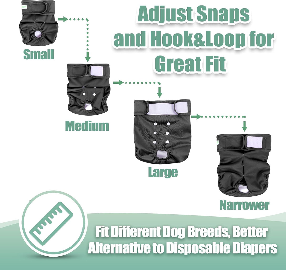 wegreeco Washable Reusable Premium Female Dog Diapers - Small / Black - image 3