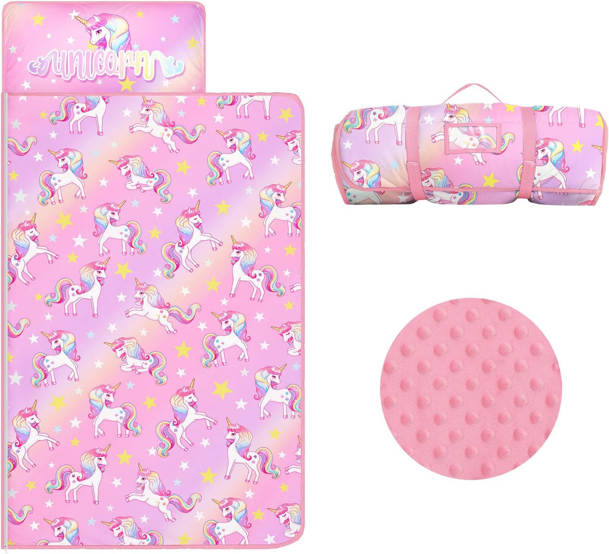 Kids Nap Mat Portable Slumber Bags with Removable Pillow and Blanket - Gradient Unicorn