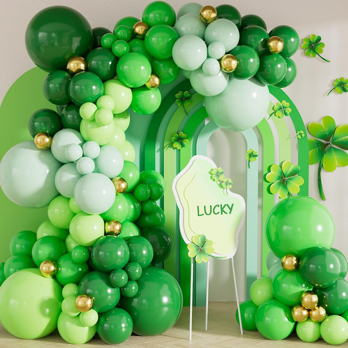 Pastel Rainbow Balloons Arch Garland Kit for Pastel Party Decor – Fun for Kids & Family - Green