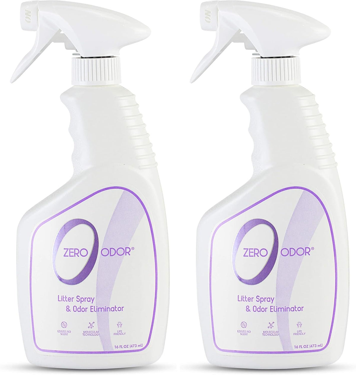 Zero Odor Litter Box Odor Eliminator Spray - 16 Fl Oz (Pack of 2)