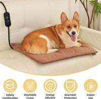 Cat Heating Pad, Heated Cat Bed, 5 Temps & Timer - Brown / L: 26" x 20" - image 3