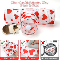 Guinea Pig Tunnel Hideout 3-Way Collapsible Small Pet Tubes - Heart - image 3