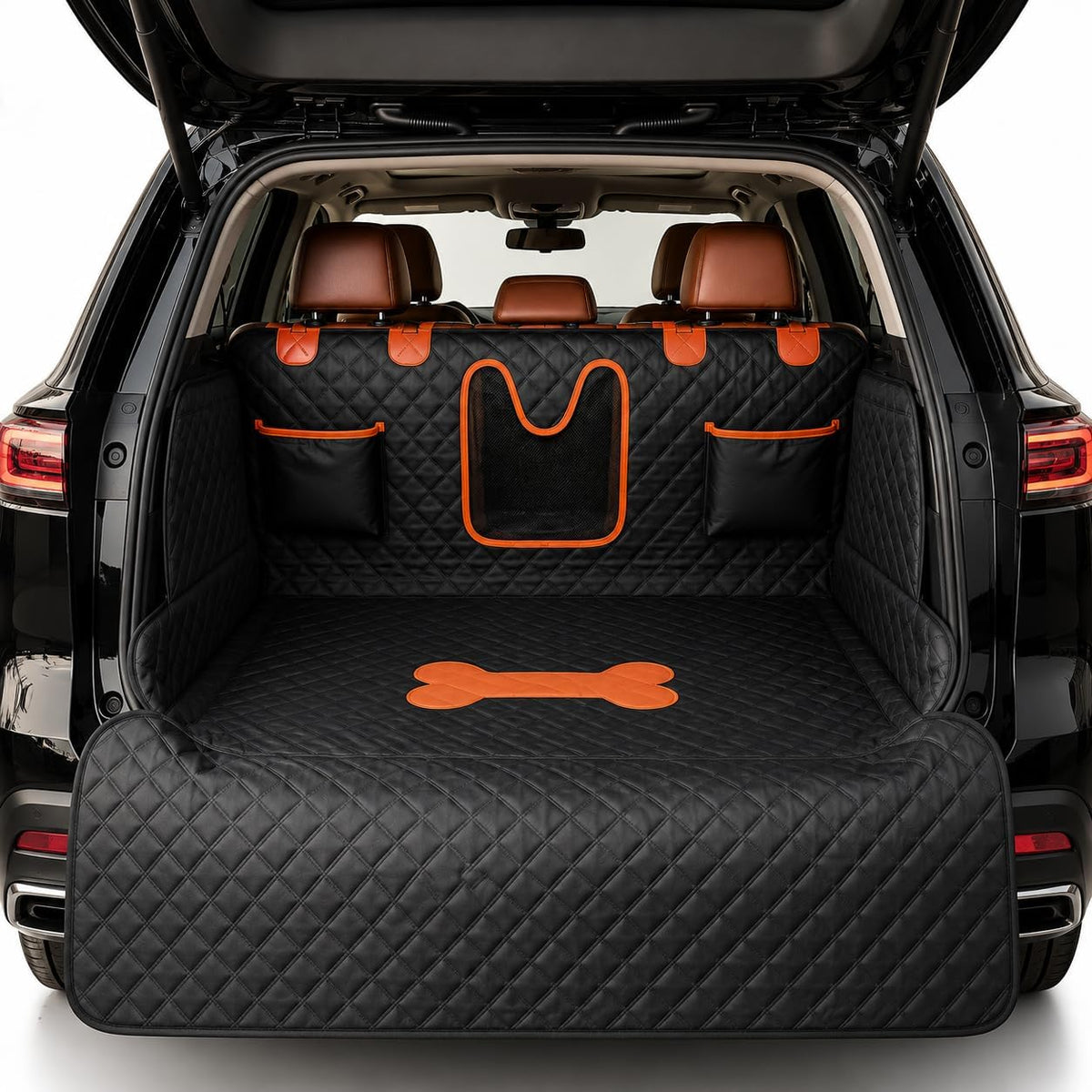 SUV Cargo Liner for Dogs,Waterproof Dog Trunk Cover with Side Flaps – Essentials for Dogs - Bone Pattern / L