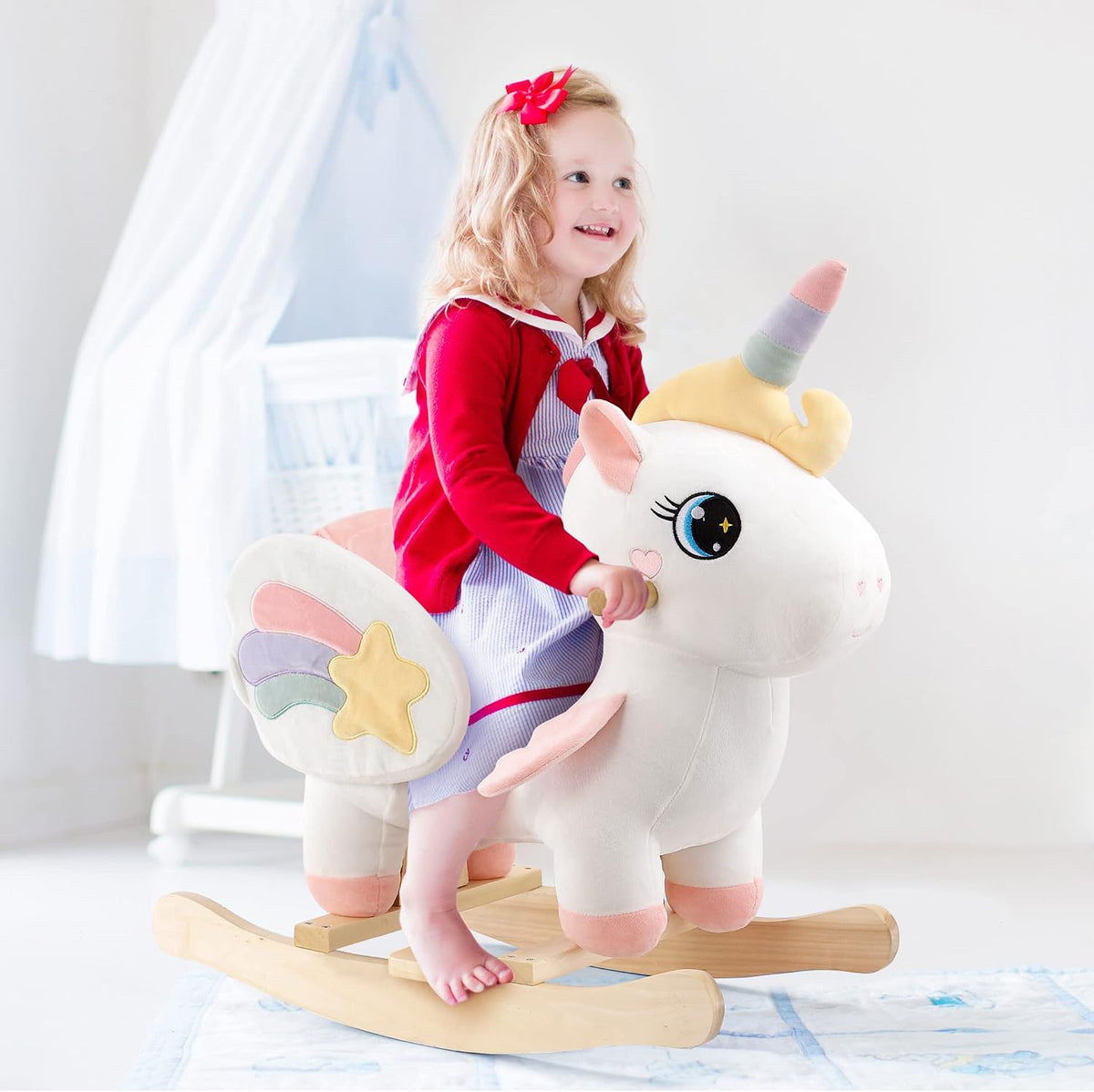 FUNLIO Unicorn Baby Rocking Horse - Beautiful Baby White Unicorn - image 2