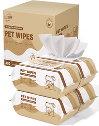 32 PCS Unscented Extra Thick Pet Bathing Wipes for Dogs & Cats - Coconut Oil / 400 Wipes
