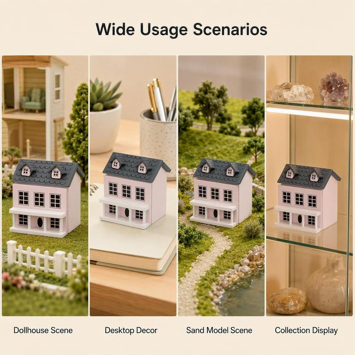 Cutemini blue palm-sized miniature wooden house for 1/12 dollhouse scenes - view 11