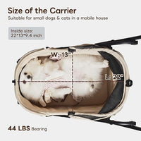 【One-Pull Open Ver.】 PETTENA Dog Stroller for 2 Dogs, One-Touch Foldable Dog Stroller for Small/Medium Dogs Cats up to 44 Lbs, Khaki