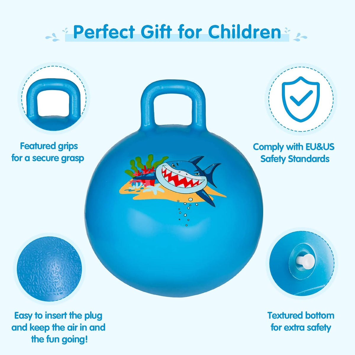 INPANY Bouncy Ball with Handle - Blue Shark - image 4