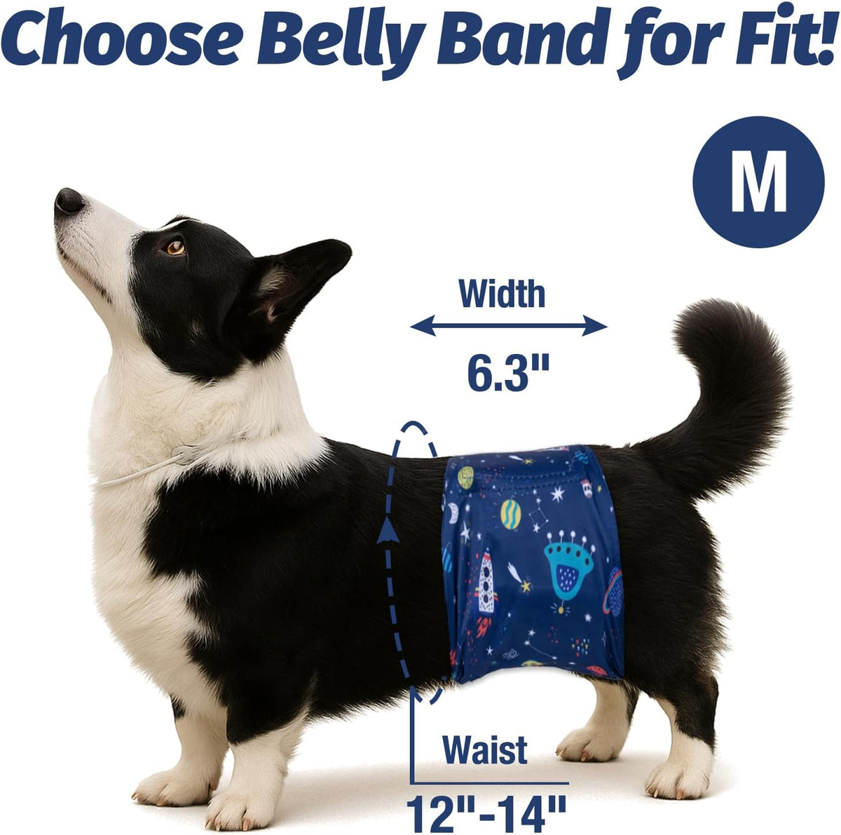 Pet Soft Dog Belly Band, Washable Dogs Belly Bands for Male Dogs - Starry Sky / Medium (12''-14'') - image 4
