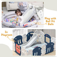 Onasti Kids Slide for Toddlers Age 1-3 with Basketball Hoop & Ring - Light Grey - image 3
