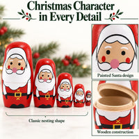 Kakeah 5 piece wooden nesting dolls set with brown bear, fox, owl, rabbit and raccoon - view 8