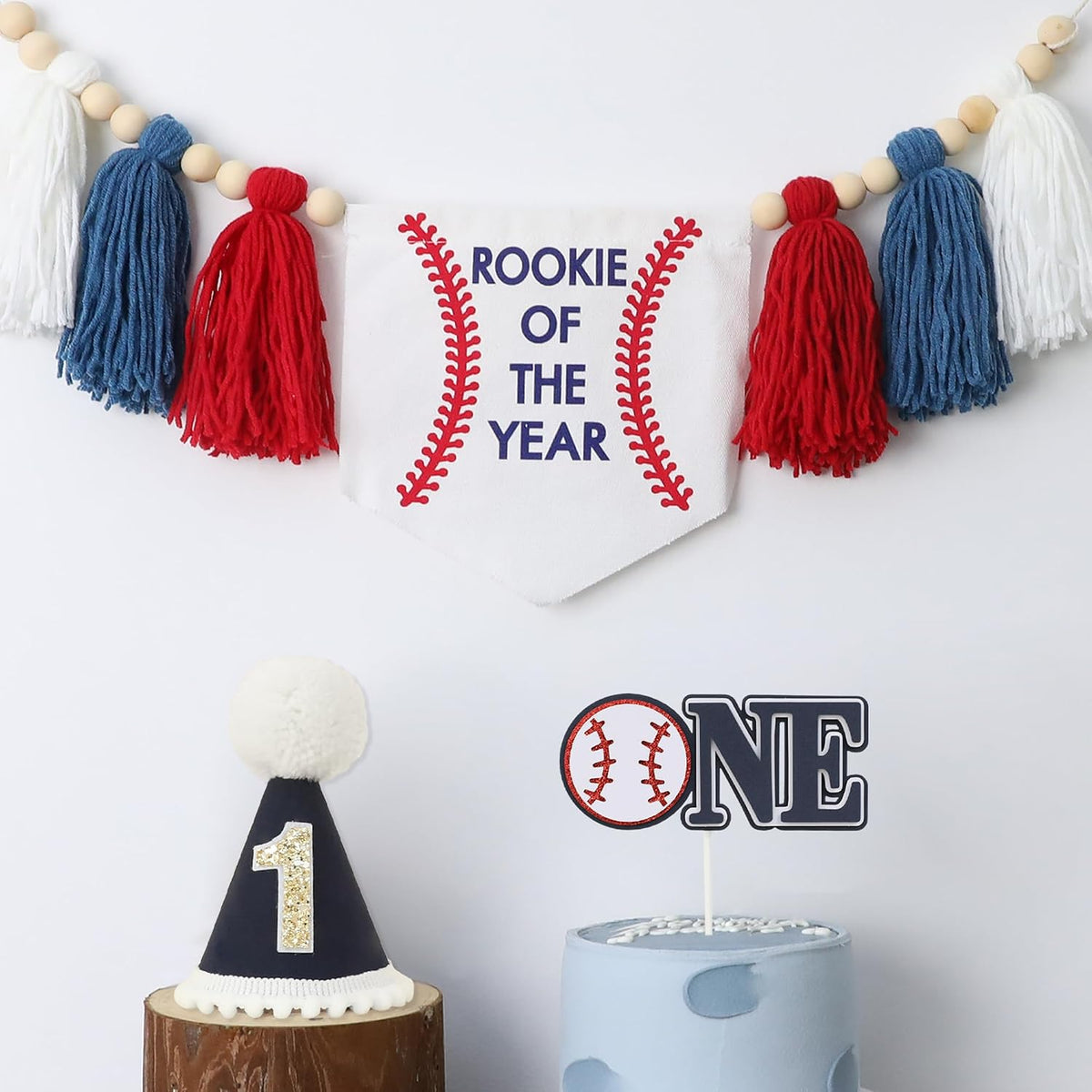 First Birthday Decorations for Boy Blue One Year Old High Chair - Red Blue - image 2