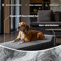 Laifug Orthopedic Memory Foam Dog Bed with Durable Water Proof Liner and Removable Washable Cover (Large (40"x25"x5.5"), Black Grid Gray)