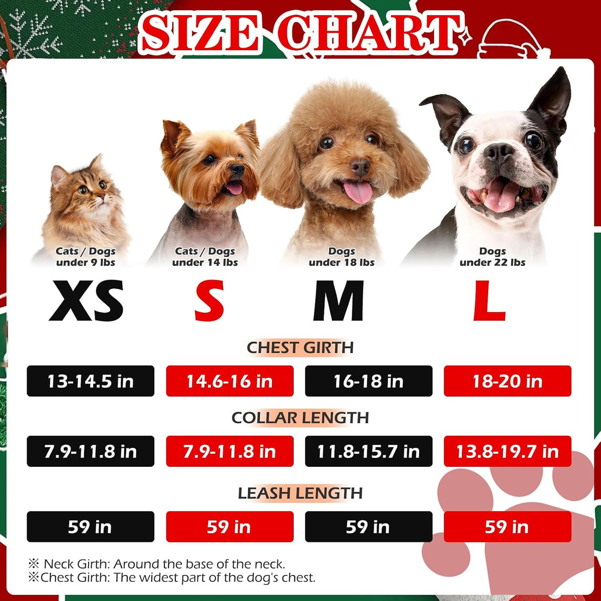EXPAWLORER Plaid Small Dog Harness and Leash Set with AirTag Holder - Christmas Red / Medium - image 2