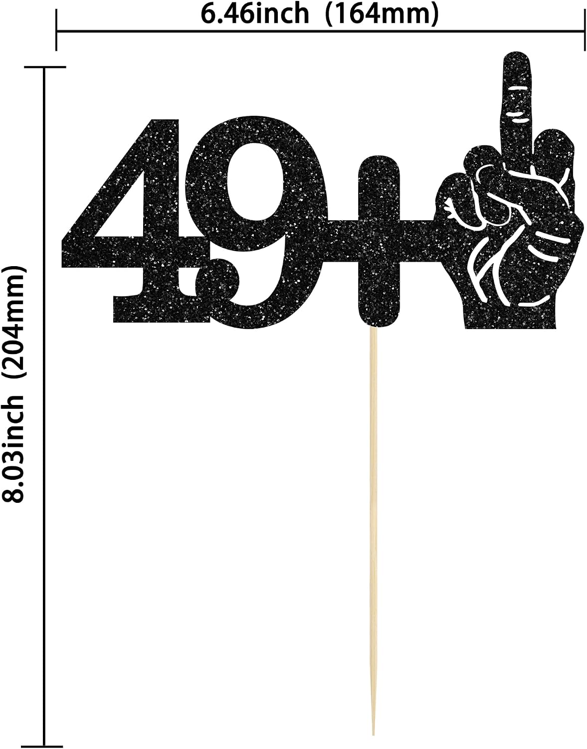 Ephlyn 1Pc 49+1 Black Glitter Cake Topper 50th Birthday Party Cake - 50th-1Pcs / Black - image 2