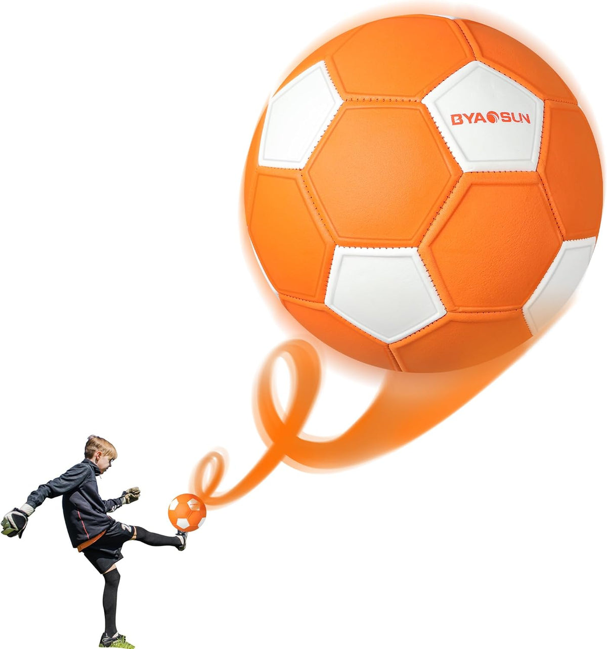 BYAOSUN size 4 soft EVA curve soccer ball in orange and blue - view 7