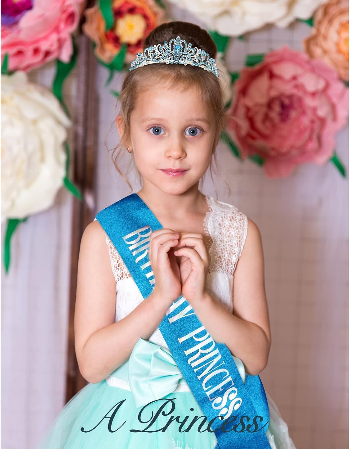 CIEHER Princess Crown and Birthday Sash Set - Blue - image 2