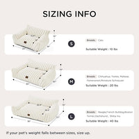 Bedsure Cute Couch for Pets - Fluffy Pet Sofa with Premium Soft Corduroy Fleece, Fuzzy Cat Beds for Indoor Cat with Removable Washable Cover, Supportive Pet Chair, 24inch, Cream