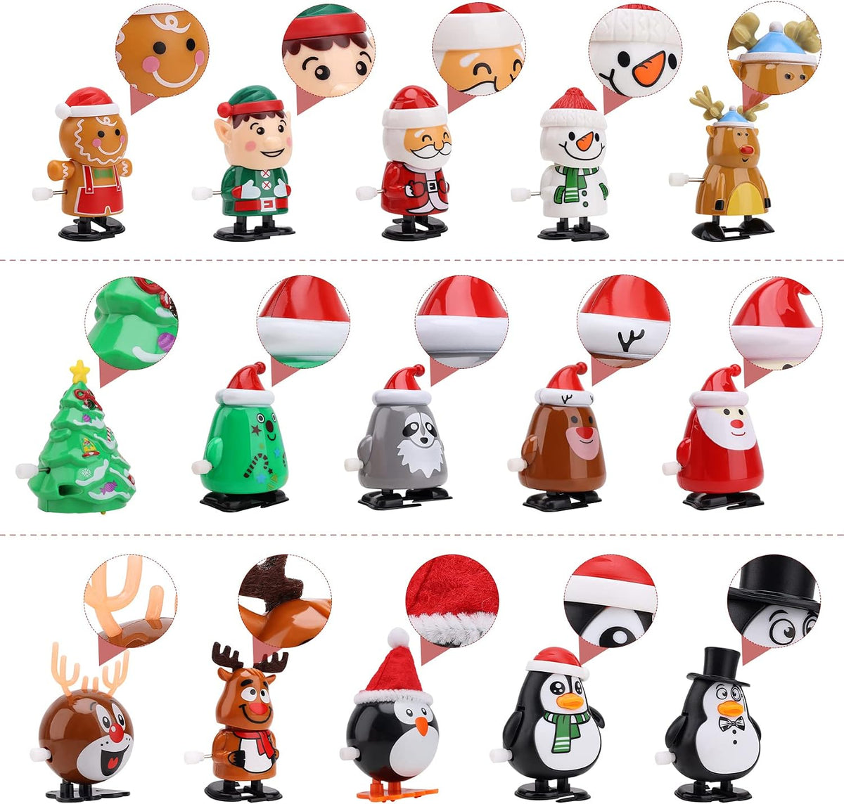 EEOCWF Christmas wind up toys for kids, 15 clockwork Santa, snowman and penguin figures - view 8