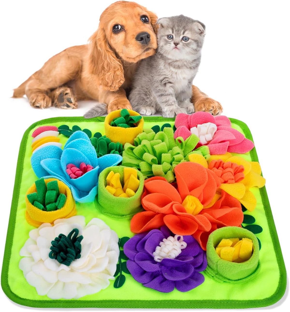 Snuffle Mat for Dogs, Sniff Mat Slow Feeding Mat for Small Pets Cats, Rabbits - Help Stress Relief - Bright Green