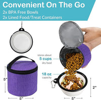 Dog Travel Bag with Treat Pouch, Airline Approved Dog Bags for Traveling, 2 Dog Food Travel Container, 2 Travel Bowls, Weekend Dog Travel Bag for Supplies, Dog Travel Kit Accessories