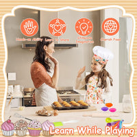KAEGREEL Kids Baking Chef Set with Unicorn Apron and Mitt - 3 Animal Apron +6 Animal Model Cookie Cutters - image 2
