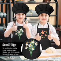 Kids Apron and Chef Hat Set Adjustable Child Art Aprons with 2 - B-black / Small - image 4
