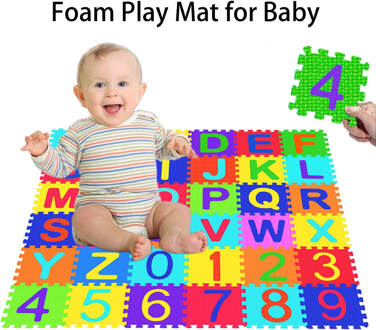 Febyyer 36 piece foam puzzle mat with alphabet letters and numbers - view 2