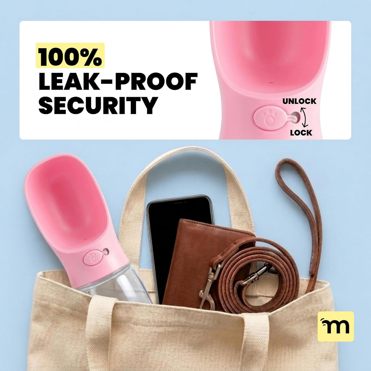 MalsiPree Dog Water Bottle Dispenser, Leak-Proof - Pink / 19oz - Standard - image 3
