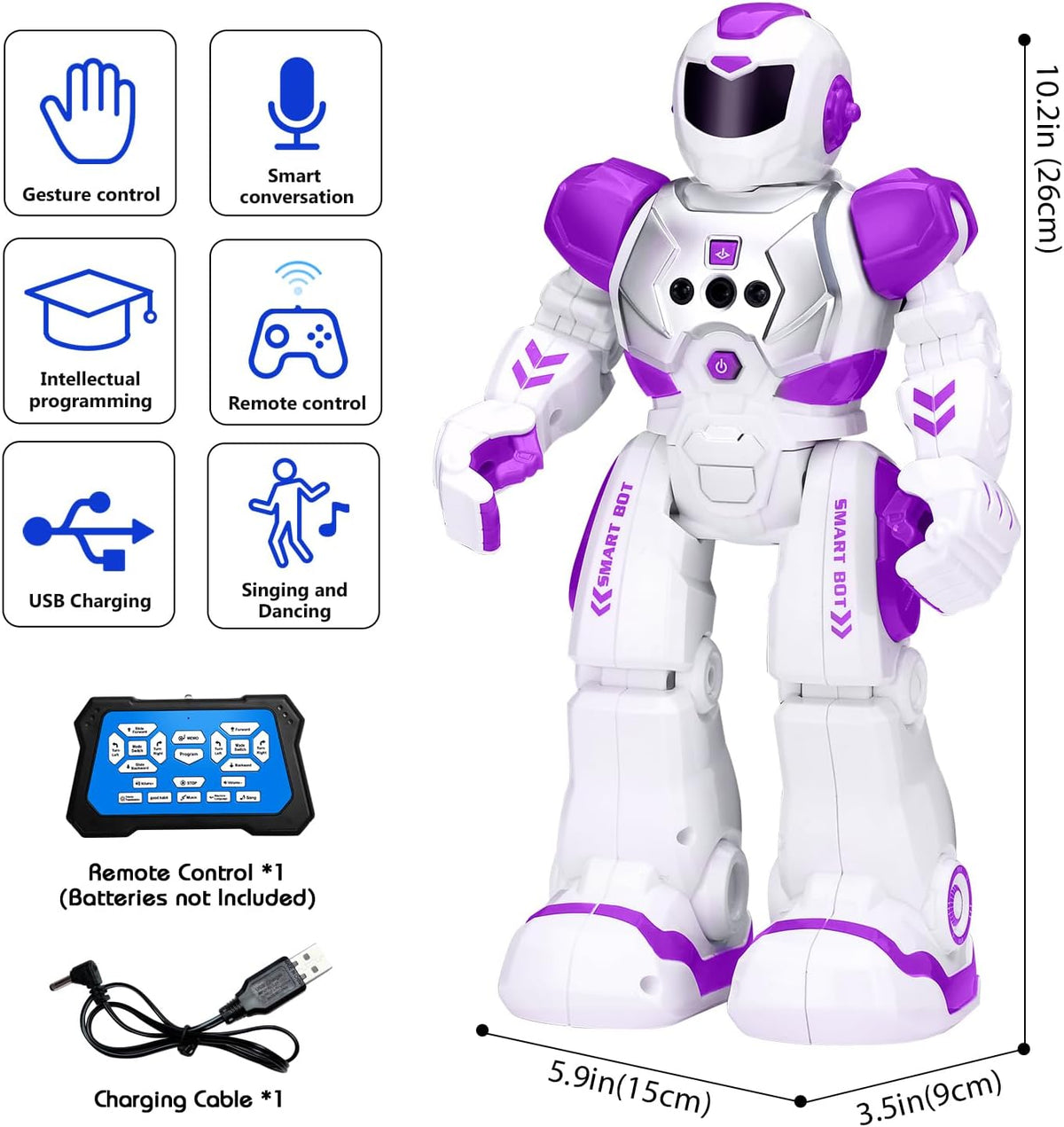 KingsDragon Robots Toy for Kids - Purple - image 3