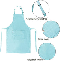 Aurya kids apron and chef hat set in light blue with front pocket and adjustable strap - view 38