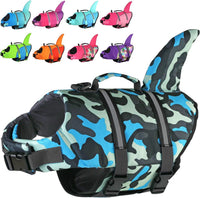 Doglay Dog Life Vest, Ripstop Shark Life Jacket - Large / Blue Camouflage-Shark