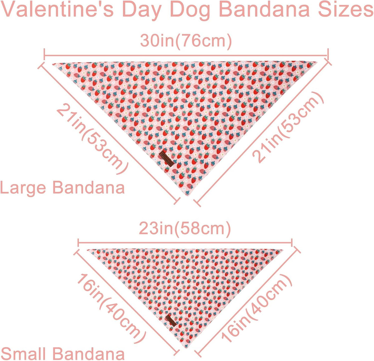 Summer Dog Bandana, UP URARA PUP Strawberry Triangle Bid Scarf for Medium Large Dogs, Cotton - StarBerry B / S - image 2