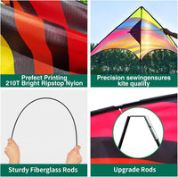 Delta Kite for Kids Ages 4-12 - 1 / Green&Yellow&Rainbow - image 4