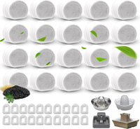 24 Pack Pet Fountain Replacement Filters - 20 Carbon Filters+ 20 Sponges