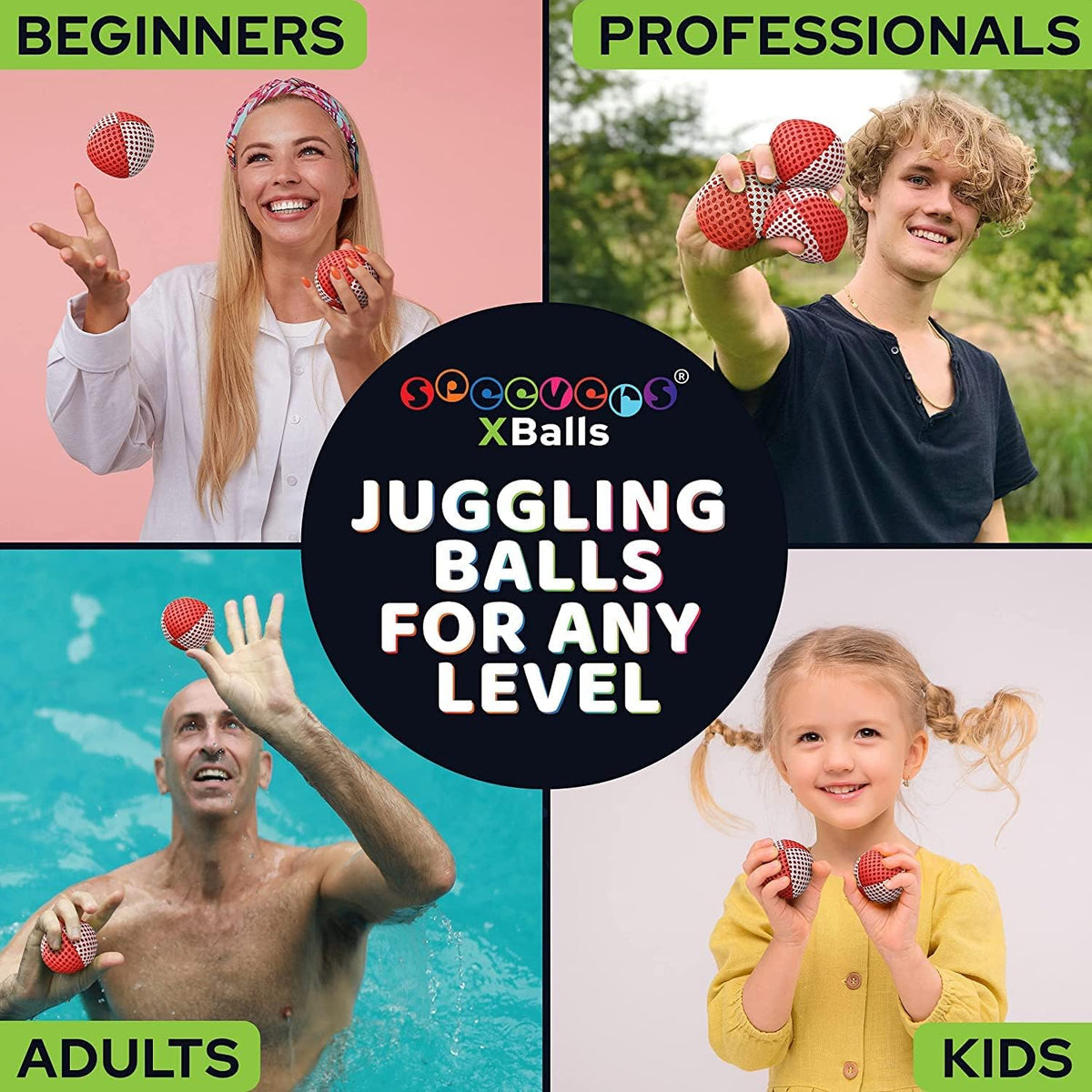 speevers Juggling Balls for Beginners and Professionals Set of 3 - Red - White / 3.2 oz - image 2