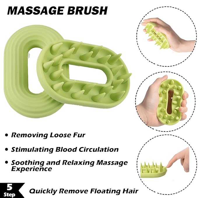 5 Pack Cat Steam Brush Kit - Pet Mist Water Brush for Dogs, Includes Steamy Brush, Undercoat Rake, Bath Brush, Flea Comb - Dynamic Dematting Tool