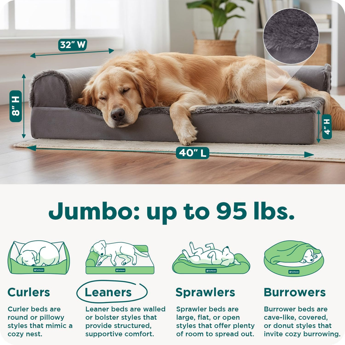 Furhaven Orthopedic Dog Bed for Large Dogs w/ Removable Bolsters - Jumbo / Platinum Gray - image 3