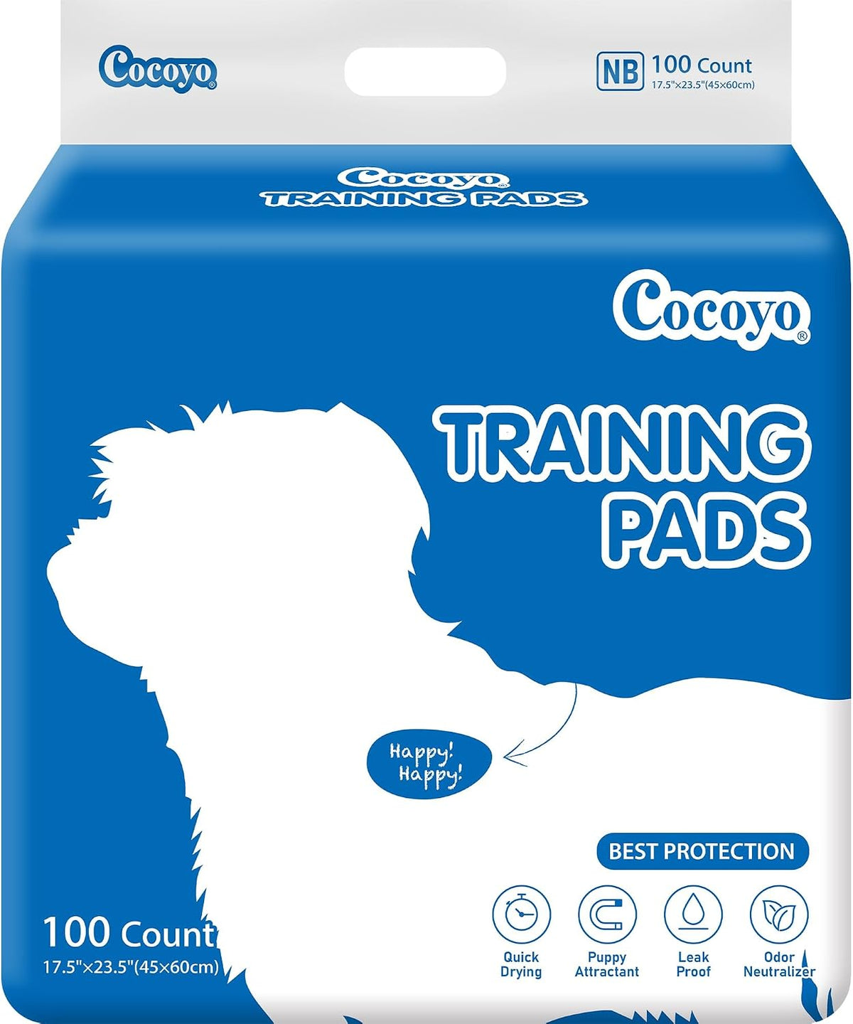COCOYO Best Value Training Pads 30 Count, Dog Pee Pads - 100 / 17.5" x 23.5" Blue