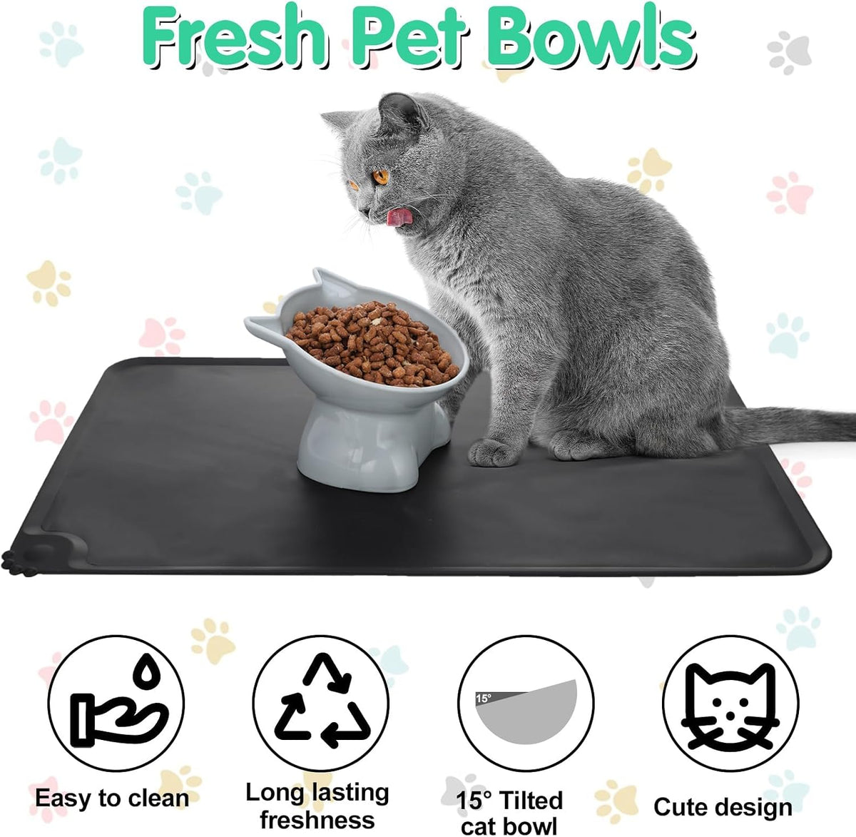 3 Pcs Raised Cat Bowl 15° Elevated Cat Food Bowl Tilted Cats Bowls - Classic - image 3