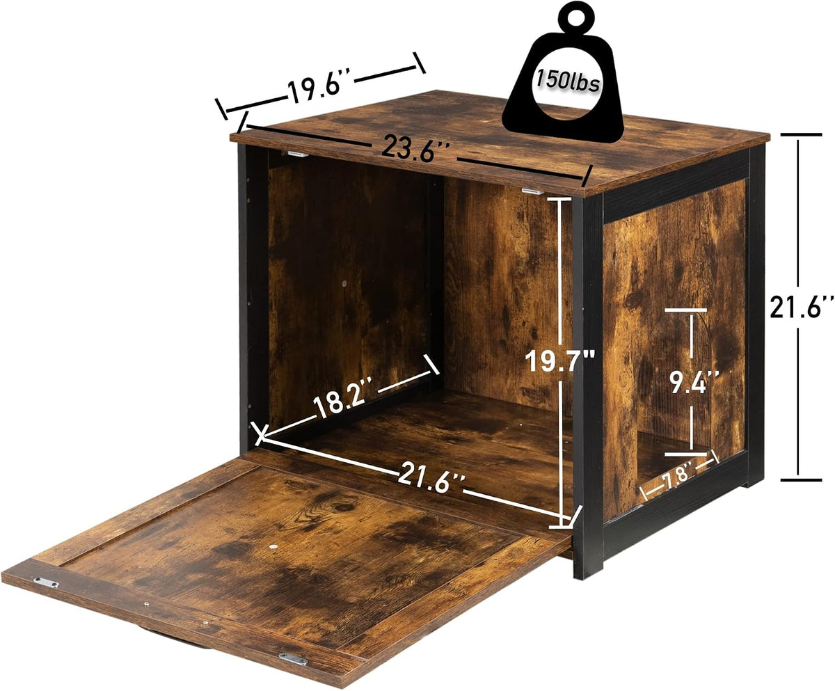 Cat Litter Box Enclosure, Hidden Litter Box Furniture - Rustic Brown / 23.6"L x 19.7"W x 21.7"H - image 4