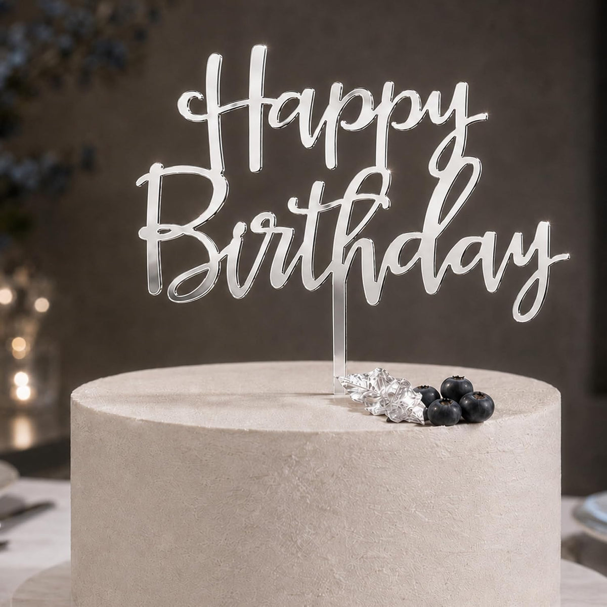 CC TOWN mirrored gold acrylic happy birthday cake topper, 6 by 7 inches - view 7