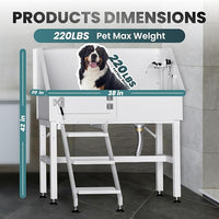 Dog Washing Station for Home,38" Professional Dog Washing Station Stainless Steel Dog Grooming Tub for Home,Equipped with Three Anti-Slip Steps, Removable Door, Pet Wash Station for Pet