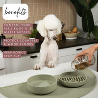 Silicone Dog Food Mat, Pet Placemat, 21" x 10.5" Deep - Sage / Large - image 2